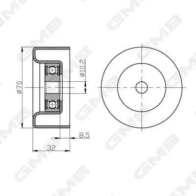 Ролік ременя ГРМ Toyota 4Runner/Camry/Highlander/Avalon/FJ Cruiser (1GR-FE, 2TR-FE, 2UZ-FE, 2AR-FE, 2AR-FXE, 2AZ-FE, 2GR-FE, 2GR-FKS, 3MZ-FE) GMB GTC0410 (фото 1)