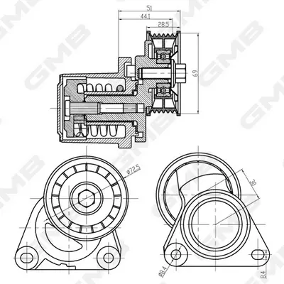 Ролік натяжний ременя генератора Mazda 3 BK/BL/ 6 GG/GH/ Ford Fiesta GMB GAT30320 (фото 1)