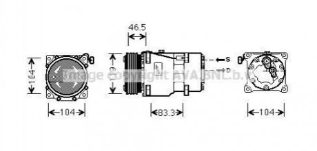 CITROEN Компресор кондиціонера BERLINGO, C5 I, FIAT ULYSSE 02-, PEUGEOT AVA COOLING CNAK201 (фото 1)