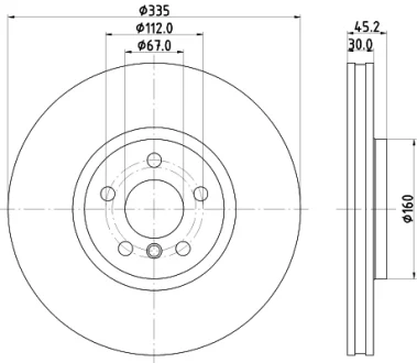 PRO HIGH CARBON MINI Диск передній MINI (F56), (F54), (F57), (F60) HELLA 8DD 355 133-111