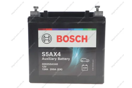 Акумулятор допомжній AGM AUX 12V 13 А*ч 200А BOSCH 0092S5AX40