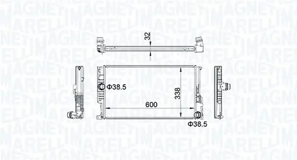 BMW Радіатор охолодження двиг. 1 (F20), 1 (F21), 3 (F30, F80) MAGNETI MARELLI 350213159600 (фото 1)