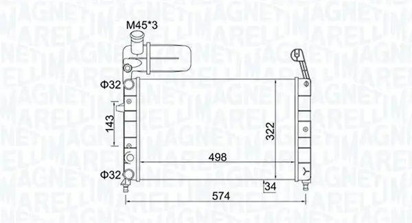 FIAT радіатор охолодження Tempra,Tipo 1.4/1.6 88- MAGNETI MARELLI 350213154400 (фото 1)