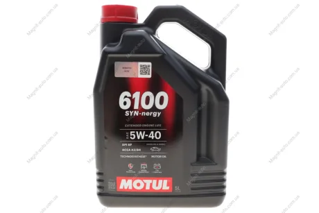 Масло моторное Technosynthese д/авто 6100 Syn-nergy SAE 5W40 (5L) Motul 368451