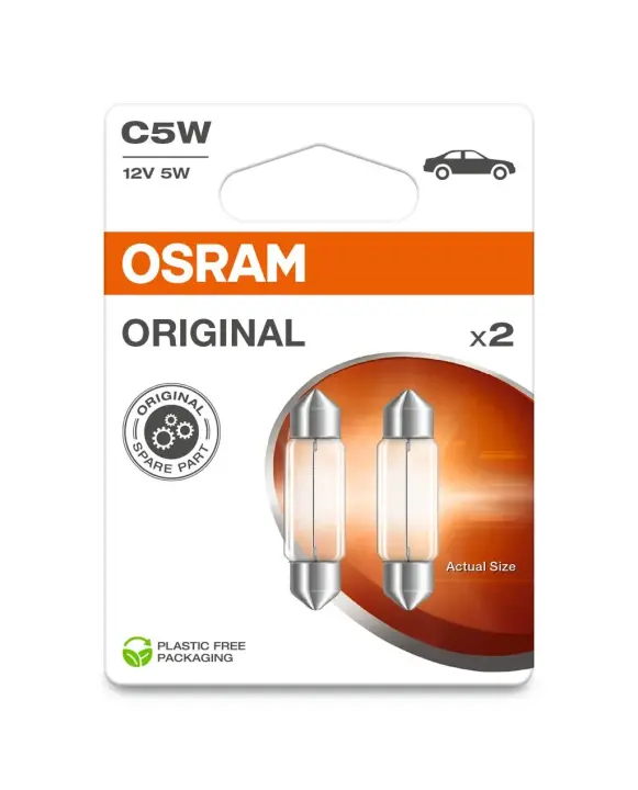 ЛАМПА C5W 12V 5W SV8.5-8 BLI STANDARD OSRAM 6418-2BL (фото 1)