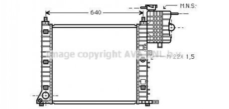 Радиатор охлаждения двигателя MB Vito V638 2,0i 2,3i 2,2d MT AVA COOLING MS2213 (фото 1)