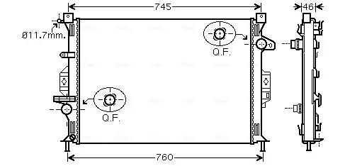 Радіатор охолодження двигуна Ford Focus (11-), Mondeo (07-), Kuga (08-)/Volvo S60 (10-), S80 (08-), V70 (08-) AVA AVA COOLING FDA2421 (фото 1)