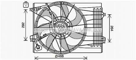 AVA HYUNDAI Вентилятор радіатора (дифузор в зборі) TUCSON 2.7 04-, KIA AVA COOLING HY7572