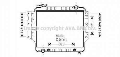 AVA JEEP Радіатор сист. охолодження двиг. WRANGLER 92-95 AVA COOLING JE2022
