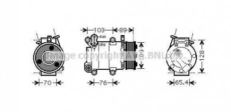 AVA FORD Компресор кондиціонера FOCUS II 2.0 05-, VOLVO AVA COOLING FDAK392