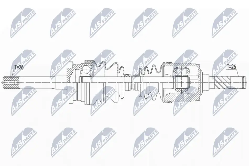 Полуось правая mazda b2500 2.5d/2.5td 4wd 99-, ford ranger 2.5/2.5td, 1362929 NTY NPW-MZ-066 (фото 1)