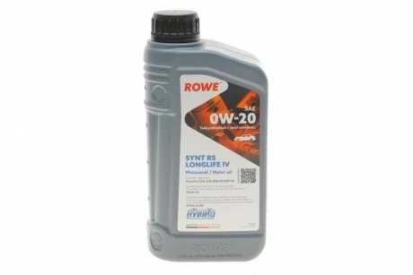 Олива моторна HIGHTEC SYNTH RS LONGLIFE IV SAE 0W-20 (1 L) ROWE 20036-0010-99