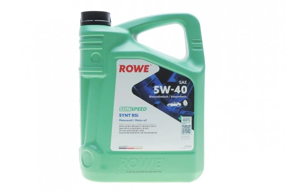 Олива моторна SUNSPEED SYNT RSi SAE 5W-40 (5 L) ROWE 4920068-0050-99 (фото 1)