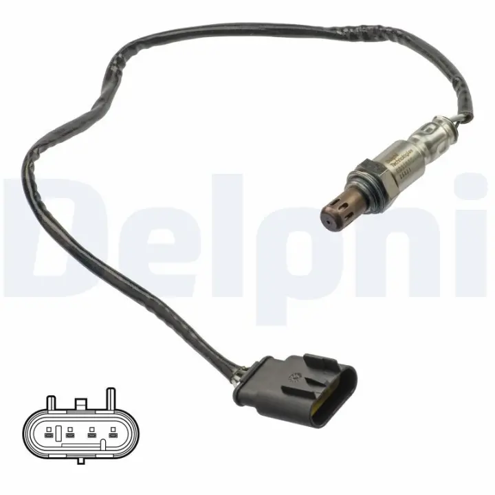 Лямбда-зонд (кількість дротів 4, 650мм) FIAT 500, 500 C, PANDA LANCIA YPSILON 0.9-1.2LPG 07.07- Delphi ES2107612B1 (фото 1)