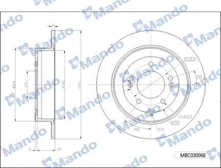 Диск тормозной MANDO MBC030068