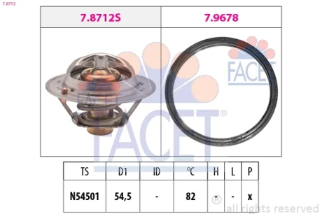 Термостат Renault Megane III (09-), Fluence (10-), Koleos (13-) 2.0 16V, 2.0 TCE (7.8713) Facet FACET 78713