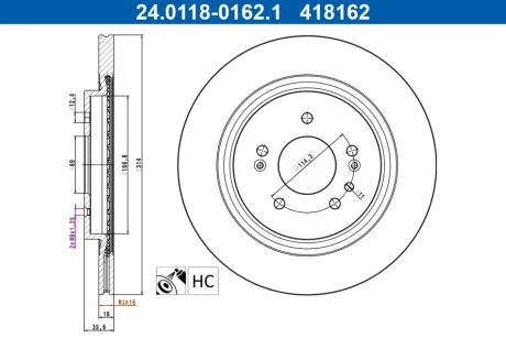 Диск гальмівний ATE 24.0118-0162.1