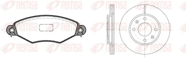 PEUGEOT К-кт гальм. колодки + диски 206 (2A/C) 1.6 i 98-00 REMSA 8643.07 (фото 1)