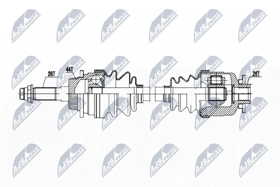 Приводной вал mazda b2500 2.5d 4wd 02-/ ford ranger 2.5td 4wd 99-06, 2m353b437cb NTY NPW-MZ-072 (фото 1)