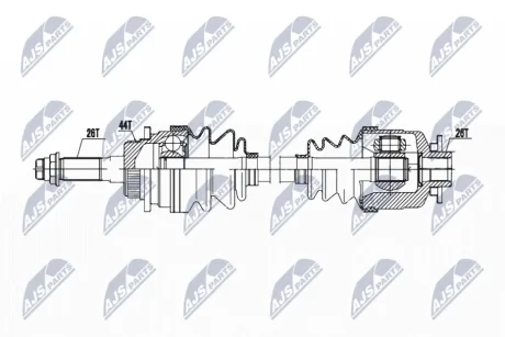 Приводной вал mazda b2500 2.5d 4wd 02-/ ford ranger 2.5td 4wd 99-06, 2m353b437cb NTY NPW-MZ-072