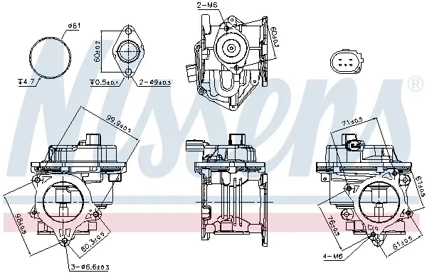 Клапан EGR AUDI A3/AMAROK/CRAFTER 2.0 TDI 06- NISSENS 98521 (фото 1)