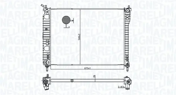 OPEL Радіатор системи охолодження двигуна ANTARA A 2.4 06-, CHEVROLET, VAUXHALL MAGNETI MARELLI 350213179800 (фото 1)