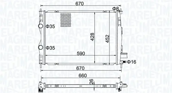 Радіатор двигуна NISSAN QASHQAI +2, QASHQAI I 1.5D 11.06-04.14 MAGNETI MARELLI 350213162600 (фото 1)