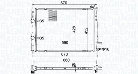 Радіатор двигуна NISSAN QASHQAI +2, QASHQAI I 1.5D 11.06-04.14 MAGNETI MARELLI 350213162600
