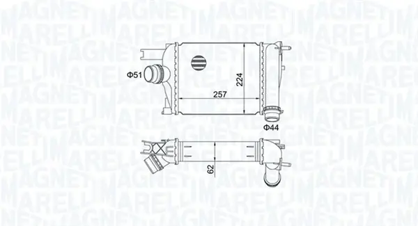 Інтеркулер DACIA DOKKER, DUSTER, LODGY, LOGAN II, LOGAN MCV II, SANDERO II RENAULT ARKANA I, CAPTUR I, CLIO IV, DUSTER, LODGY, LOGAN I, LOGAN/STEPWAY II, SANDERO/STEPWAY II 0.9-1.6LPG 02.08- MAGNETI MARELLI 351319205170 (фото 1)