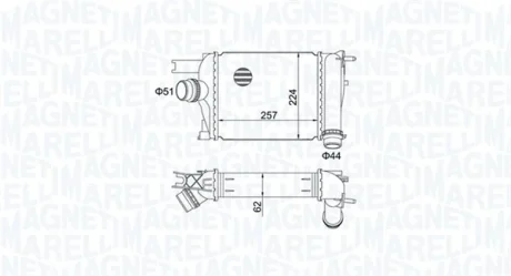Інтеркулер DACIA DOKKER, DUSTER, LODGY, LOGAN II, LOGAN MCV II, SANDERO II RENAULT ARKANA I, CAPTUR I, CLIO IV, DUSTER, LODGY, LOGAN I, LOGAN/STEPWAY II, SANDERO/STEPWAY II 0.9-1.6LPG 02.08- MAGNETI MARELLI 351319205170
