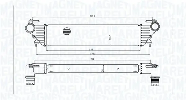 FIAT Інтеркулер 500L 0.9, 1.3, 1.4 12-, TIPO 1.3, 1.4 16- MAGNETI MARELLI 351319205530 (фото 1)