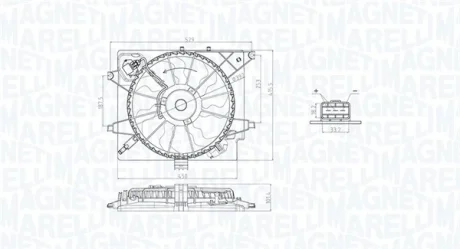 HYUNDAI Вентилятор радіатора (з дифузором) i30 11-, KIA MAGNETI MARELLI 069422789010