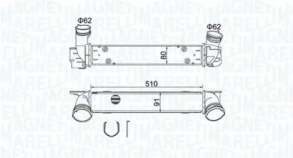 BMW Інтеркулер 1 E81/87, 3 E90, X1 E84 1.8d/2.0d MAGNETI MARELLI 351319204880 (фото 1)