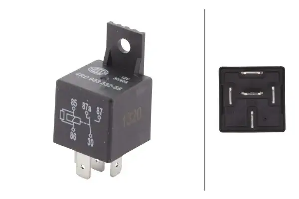 Реле (12V, 40A) MERCEDES A (W169), A (W176), B SPORTS TOURER (W245), B SPORTS TOURER (W246, W242), C (CL203), C (W202), C (W203), C T-MODEL (S202), C T-MODEL (S203), CLC (CL203), CLK (A208) 01.68- HELLA 4RD 933 332-551 (фото 1)