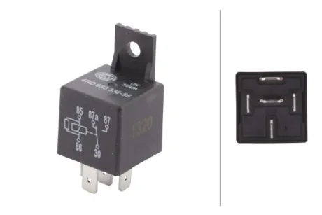 Реле (12V, 40A) MERCEDES A (W169), A (W176), B SPORTS TOURER (W245), B SPORTS TOURER (W246, W242), C (CL203), C (W202), C (W203), C T-MODEL (S202), C T-MODEL (S203), CLC (CL203), CLK (A208) 01.68- HELLA 4RD 933 332-551