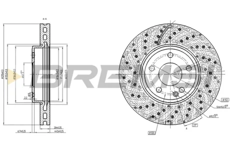 Гальмівний диск перед. MB A-class (W176)/B-class (W246) 1.5-2.2 13-19 BREMSI CD8464V