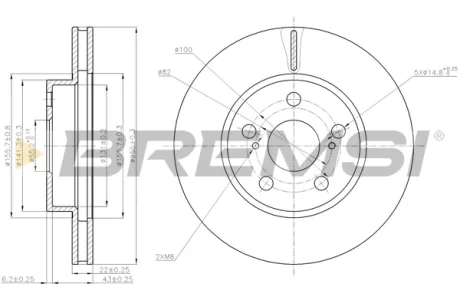 Гальмівний диск пер. Prius 03-09 BREMSI CD7886V