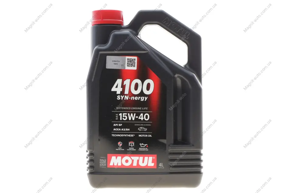 Олива моторна Technosynthese д/авто MOTUL 4100 Syn-nergy 15W40 4L Motul 386507 (фото 1)