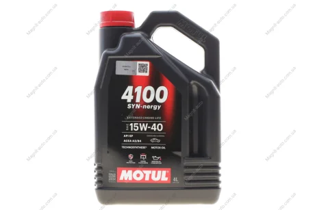 Олива моторна Technosynthese д/авто MOTUL 4100 Syn-nergy 15W40 4L Motul 386507