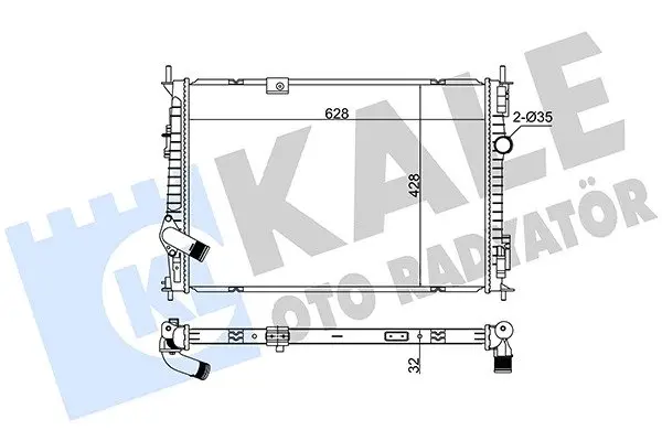 Радіатор охолодження двигуна (паяний) Nissan Qashqai (07-) 1.6i, 1.6DCi KALE OTO RADYATOR Kale oto radyator 363185 (фото 1)