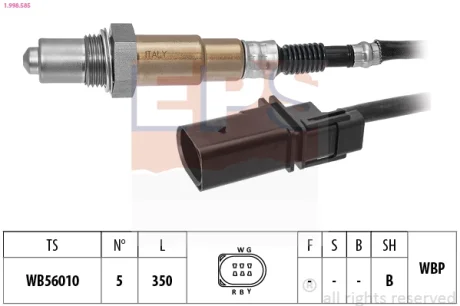 VW Лямбда-зонд POLO V 1.4/1.6 09-, JEEP RENEGADE Джип 1.6/2.0 14- EPS 1.998.585