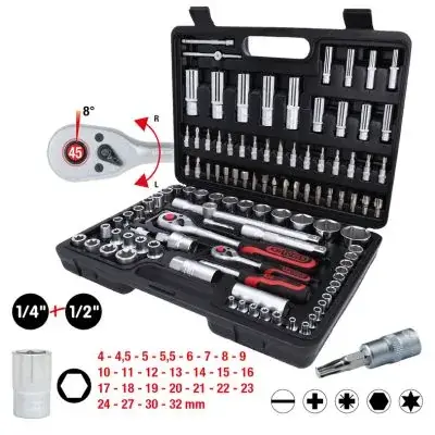 Комплект торцевих ключів 1/4"+1/2" 108 шт Ks tools 911.0708 (фото 1)