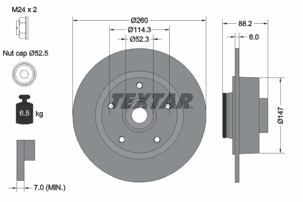 Гальмівний диск із підшипником задн Лів/Прав RENAULT CLIO III, CLIO III/HATCHBACK, CLIO IV, CLIO IV/HATCHBACK, FLUENCE, GRAND SCENIC III, LATITUDE, MEGANE, MEGANE II, MEGANE III 0.9-2.0D 02.08- TEXTAR 92195900 (фото 1)