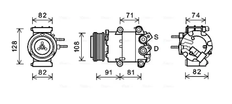 AVA Компресор кондиціонера FORD FIESTA (2009) 1.6 TI-VCT AVA COOLING FDAK498