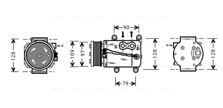 Компресор кондиціонера Ford Fiesta, Fusion (02-), Focus (99-), Transit Connect (02-) AVA AVA COOLING FDAK105
