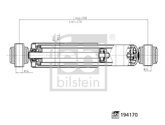 FEBI RENAULT амортизатор газ. задн.Kangoo 08- FEBI BILSTEIN 194170 (фото 1)