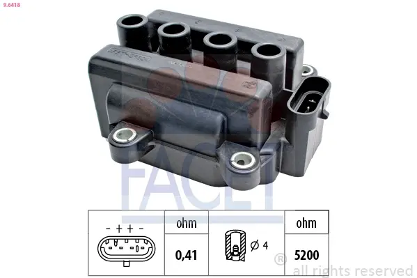 Котушка запалювання Renault Logan (05-), Clio (01-) 1.0i, 1.2 16V (9.6418) Facet FACET 96418 (фото 1)