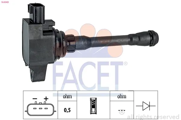 Котушка запалювання Renault Logan II, Sandero II (17-) 1.0 B4D (9.6543) Facet FACET 96543 (фото 1)
