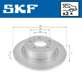 Диск тормозной задний FORD C-MAX II,GRAND:1.61.6ECOBOOST1.6FLEXIFUEL1.6TDCI2.0TDCI 2010- SKF VKBD 90121 S2