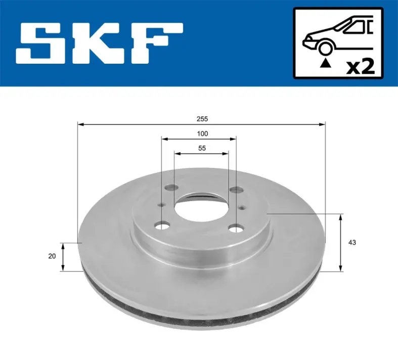 TOYOTA гальмівний диск передн.Yaris 00-05 SKF VKBD 80839 V2 (фото 1)